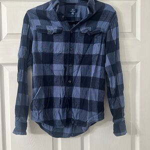 Dark Navy and Light Blue Flannel